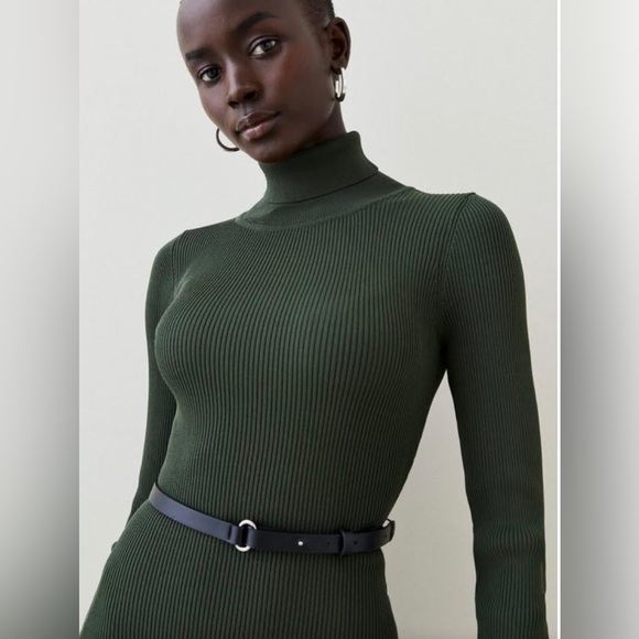 Karen Millen Knitted Turtleneck Belted Flippy Hem Mini Dress - Picture 5 of 12